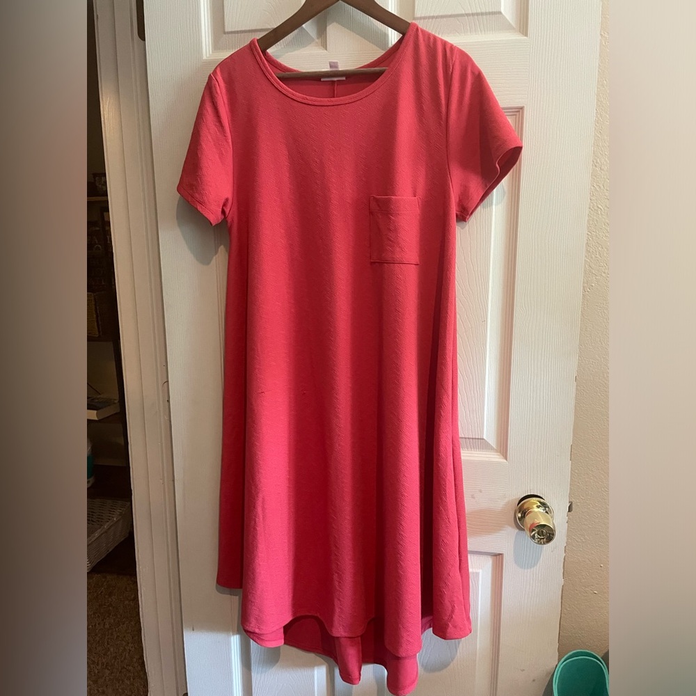 Lula Row peach short sleeve long dress-Medium